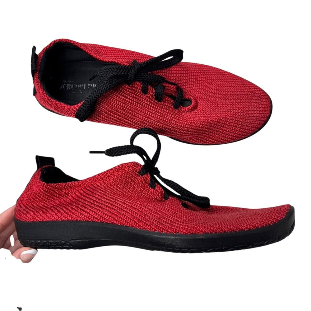 Arcopedico Red Knit Sole Desire Lace Up Sneakers Women 10.5 Casual Comfort Shoes